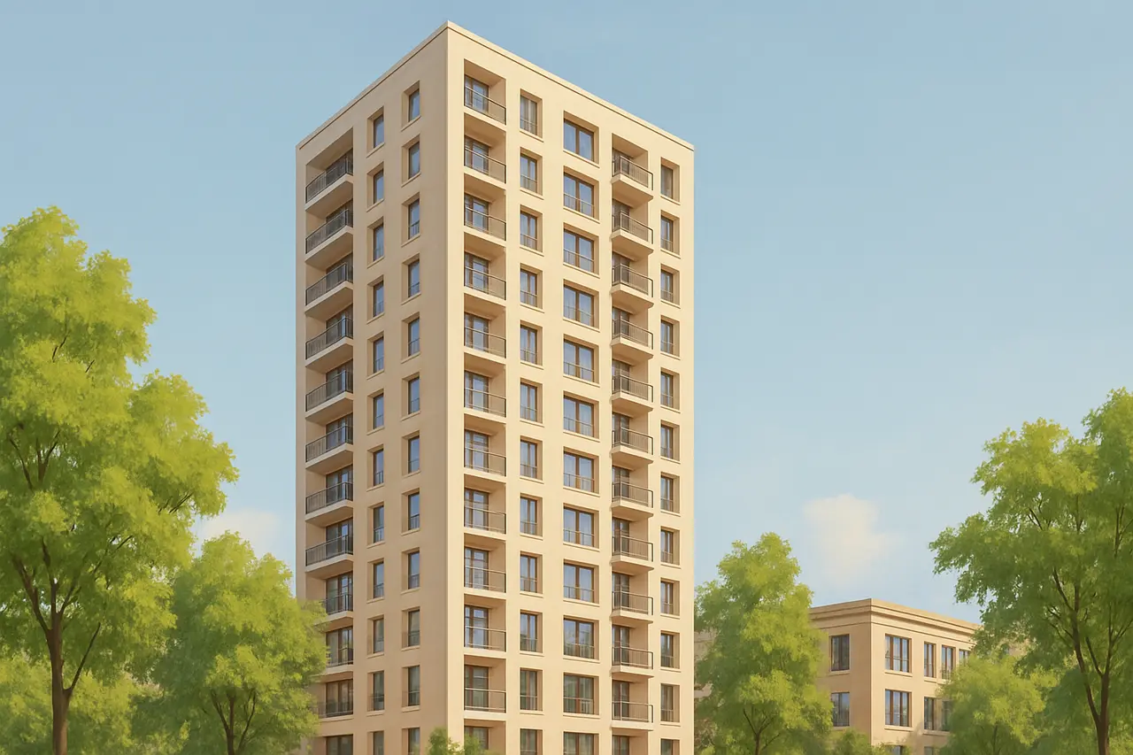 Modernes Architekturobjekt am Wasser